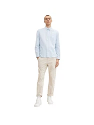 TOM TAILOR Langarmhemd T-Shirt Structured Shirt hellblau/weiß