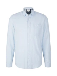TOM TAILOR Langarmhemd T-Shirt Structured Shirt hellblau/weiß