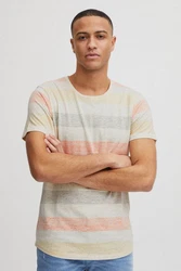 Blend Efkin Herren T-Shirt Kurzarm Shirt Mit Streifen Und Rundhalsausschnitt (Efkin) Beige/Mischfarben/Creme/Rot/Orange/Khaki/Hellblau