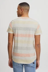 Blend Efkin Herren T-Shirt Kurzarm Shirt Mit Streifen Und Rundhalsausschnitt (Efkin) Beige/Mischfarben/Creme/Rot/Orange/Khaki/Hellblau