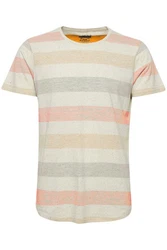 Blend Efkin Herren T-Shirt Kurzarm Shirt Mit Streifen Und Rundhalsausschnitt (Efkin) Beige/Mischfarben/Creme/Rot/Orange/Khaki/Hellblau