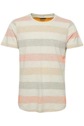 Blend Efkin Herren T-Shirt Kurzarm Shirt Mit Streifen Und Rundhalsausschnitt (Efkin) Beige/Mischfarben/Creme/Rot/Orange/Khaki/Hellblau