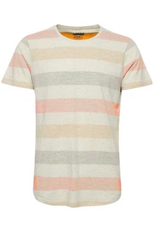Blend Efkin Herren T-Shirt Kurzarm Shirt Mit Streifen Und Rundhalsausschnitt (Efkin) Beige/Mischfarben/Creme/Rot/Orange/Khaki/Hellblau