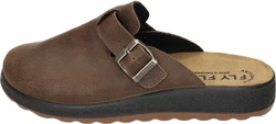 Fly Flot Hausschuhe aus Leder Dunkelbraun/Braun/Beige/Khaki