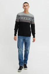 Blend Strickpullover Style BHTjerik Braun/Hellblau/Schwarz