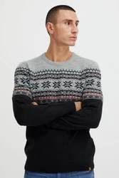 Blend Strickpullover Style BHTjerik Braun/Hellblau/Schwarz