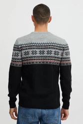 Blend Strickpullover Style BHTjerik Braun/Hellblau/Schwarz