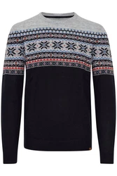 Blend Strickpullover Style BHTjerik Braun/Hellblau/Schwarz