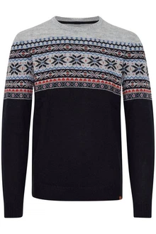 Blend Strickpullover Style BHTjerik Braun/Hellblau/Schwarz