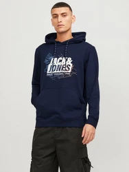 Jack & Jones JCOMAP LOGO SWEAT HOOD SN Kapuzenpullover Dunkelblau/Blau/Hellblau/Grau