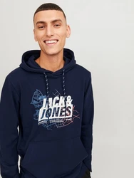 Jack & Jones JCOMAP LOGO SWEAT HOOD SN Kapuzenpullover Dunkelblau/Blau/Hellblau/Grau