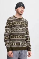 11 Project Norwegerpullover PRPasco Dunkelgrün/Grün/Khaki