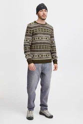 11 Project Norwegerpullover PRPasco Dunkelgrün/Grün/Khaki