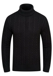 Rollkragenpullover BSLANA Grobstrick Zopf-Muster Winterpullover Strickpullover