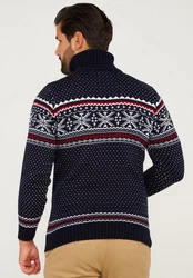 behype Rollkragenpullover BHSALCHA Dunkelblau/Hellblau/Rot/Lila