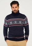 behype Rollkragenpullover BHSALCHA Dunkelblau/Hellblau/Rot/Lila