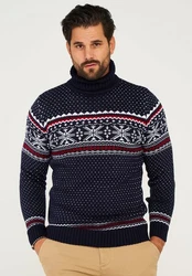 behype Rollkragenpullover BHSALCHA Dunkelblau/Hellblau/Rot/Lila