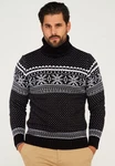 behype Rollkragenpullover BHSALCHA Schwarz/Weiß/Rot/Braun