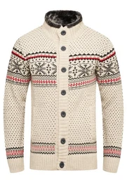 Cardigan BKIANA Strickjacke Grobstrick Norweger-Muster Strickpullover