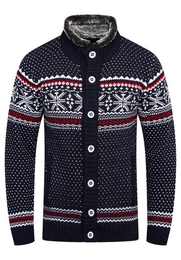 Cardigan BKIANA Strickjacke Grobstrick Norweger-Muster Strickpullover