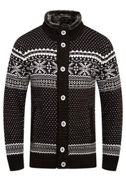 Cardigan BKIANA Strickjacke Grobstrick Norweger-Muster Strickpullover