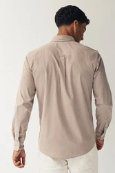 Next Langarmhemd Hemd mit Krempelärmeln Beige/Braun/Khaki
