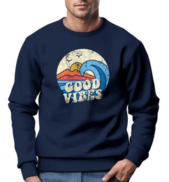 Sweatshirt Sweatshirt Herren Print Vintage Grafik Welle Sonne Surfen