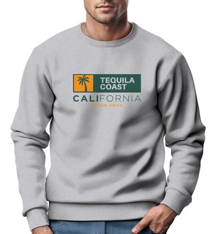 Neverless Sweatshirt Herren Print California USA Tequila Coast Grau