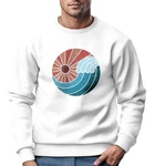 Neverless Sweatshirt Herren Print Welle Sonne Retro Vintage Oldschool Weiß/Creme/Rosa/Hellblau/Orange/Mischfarben