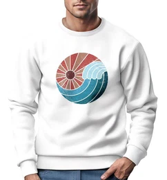 Sweatshirt Sweatshirt Herren Print Welle Sonne Retro Vintage Oldschool