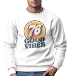 Neverless Sweatshirt Herren Good Vibes Retro Vintage Grafik Rot/Weiß/Orange/Creme