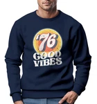 Neverless Sweatshirt Herren Good Vibes Retro Vintage Grafik Dunkelblau/Rot/Hellblau