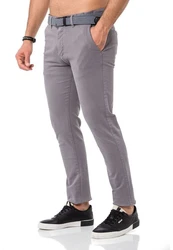 Redbridge Chinohose mit Gürtel  Grau/Hellgrau