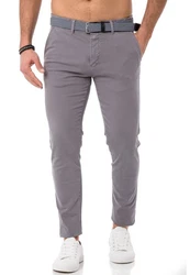 Redbridge Chinohose mit Gürtel  Grau/Hellgrau