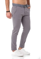 Redbridge Chinohose mit Gürtel  Grau/Hellgrau