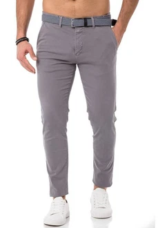 Redbridge Chinohose mit Gürtel  Grau/Hellgrau