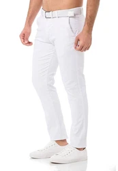Redbridge Chinohose mit Gürtel  Weiß/Creme/Grau