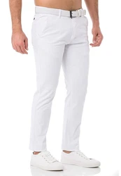 Redbridge Chinohose mit Gürtel  Weiß/Creme/Grau