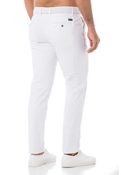 Redbridge Chinohose mit Gürtel  Weiß/Creme/Grau