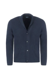 Strickjacke Strickjacke - Casual Fit - Einfarbig - Marine (1-tlg)