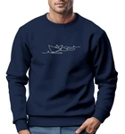 Neverless Sweatshirt Herren Boot Polygon Papier-Schiff Origami Print Dunkelblau/Blau
