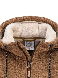 FirstB Strickfleecejacke Herren (1-St) Braun/Beige/Orange