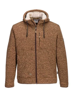 FirstB Strickfleecejacke Herren (1-St) Braun/Beige/Orange
