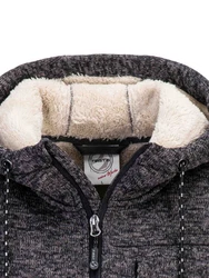 FirstB Strickfleecejacke Herren (1-St) Dunkelblau/Grau/Dunkelgrau/Schwarz