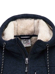 FirstB Strickfleecejacke Herren (1-St) Dunkelblau/Blau/Hellblau