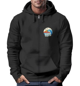 Neverless Sweatjacke Herren Zip Hoodie Good Vibes Schwarz/Dunkelgrau