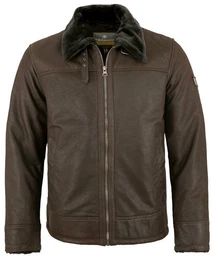 Lederjacke Henry/M - Herren Lederjacke Lammleder Kunstfell braun