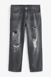 Loose-fit-Jeans Denim-Jeans mit Rissen (1-tlg)