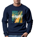 Neverless Sweatshirt Herren Hawaii Palme Fashion Dunkelblau/Blau/Orange