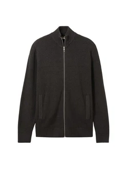 TOM TAILOR Strickjacke Cardigan Reißverschluss Structure Mix Knit Jacket TOM TAILOR Strickjacke Cardigan Reißverschluss Structure Mix Knit Jacket